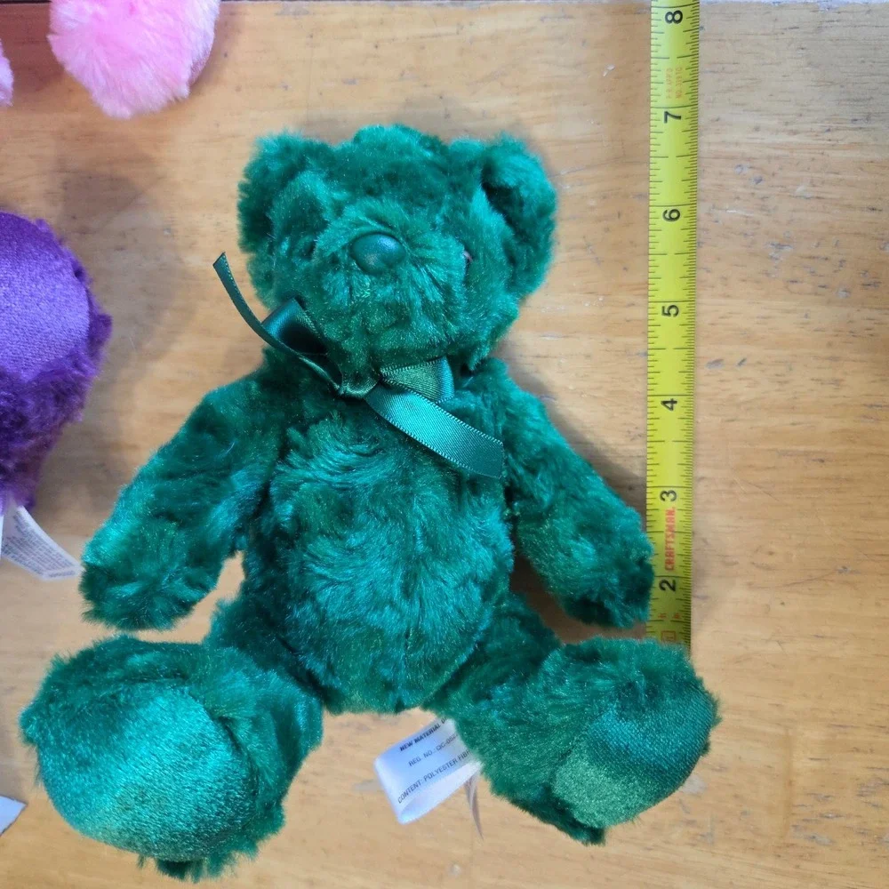 Aurora Lot of 7 Mini Plush Stuffed Animals Rainbow Vibrant Teddy Bear Colorful